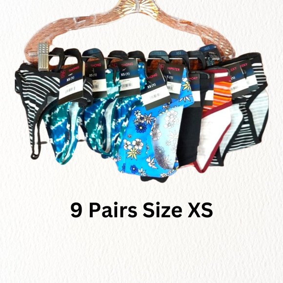 NWT 9 Pairs of XS Panties 🍒 F-0155 - Picture 2 of 14